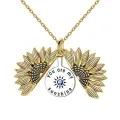 wholesale Sterling Silver Birthstone Sunflower Locket Necklace You Are My Sunshine Gift - Two Tone-0-12