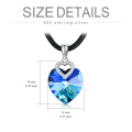 wholesale 925 Sterling Silver Heart Blue Crystal Pendant Black Leather Cord Necklaces for Women s-0-1