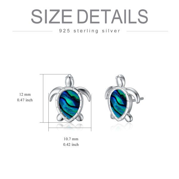 Sterling Silver Abalone Shell Turtle Stud Earrings-1