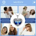 wholesale 925 Sterling Silver Heart-Shaped Blue Austrian Crystal Tree of Life Locket Necklace-0-2