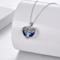 wholesale 925 Sterling Silver Heart-Shaped Blue Austrian Crystal Tree of Life Locket Necklace-0-4