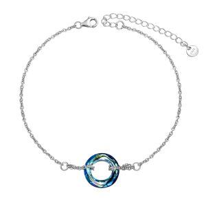 Sterling Silver Blue Circle Crystal Ankle Bracelet-0