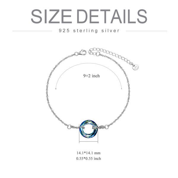 Sterling Silver Blue Circle Crystal Ankle Bracelet-1