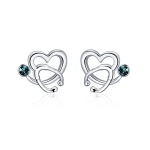 Sterling Silver Nurse Stethoscope Studs Earrings With Crystal-0