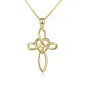 wholesale Gold 14K Gold Celtic Knot Cross Infinity Love Heart Pendant Necklace-0-0