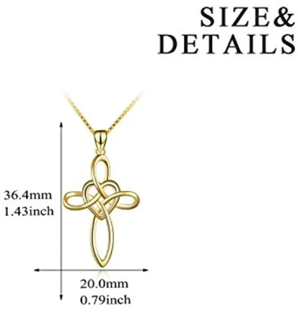 Sterling Silver Gold Plated Celtic Knot & Cross Pendant Necklace-1