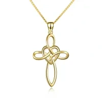 wholesale Gold 14K Gold Celtic Knot Cross Infinity Love Heart Pendant Necklace- Gold Plated