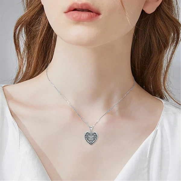 Sterling Silver Heart Shaped Butterfly Locket Necklace That Holds 2 Pictures-3