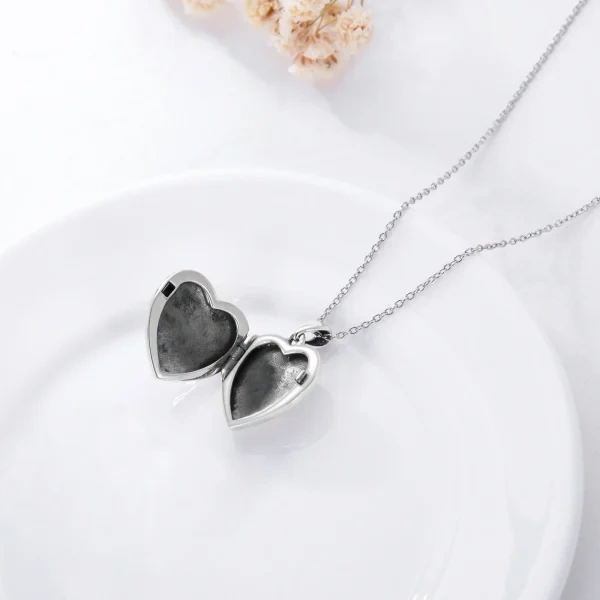 Sterling Silver Heart Shaped Butterfly Locket Necklace That Holds 2 Pictures-6