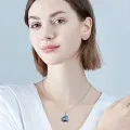 wholesale 925 Sterling Silver Blue Crystal Heart Mom I love you forever Pendant Necklace for Women-0-2
