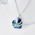 wholesale 925 Sterling Silver Blue Crystal Heart Mom I love you forever Pendant Necklace for Women-0-3