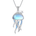 wholesale 925 Sterling Silver Moonstone Jellyfish Pendant Necklace with Chain - Valentines Day Gifts for Her-0-0