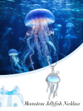 wholesale 925 Sterling Silver Moonstone Jellyfish Pendant Necklace with Chain - Valentines Day Gifts for Her-0-3