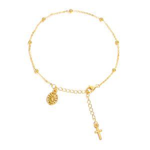 Sterling Silver With Gold Plated Virgin Mary Cross Chain Bracelets-0