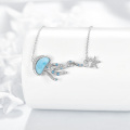 wholesale 925 Sterling Silver Larimar Jellyfish & Starfish Necklace - Ocean Inspired Jewelry for Women-0-4