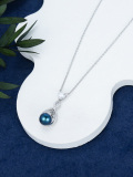 wholesale 925 Sterling Silver Heart & Infinity Blue Pearl Z Initial Pendant Necklace for Women-0-3