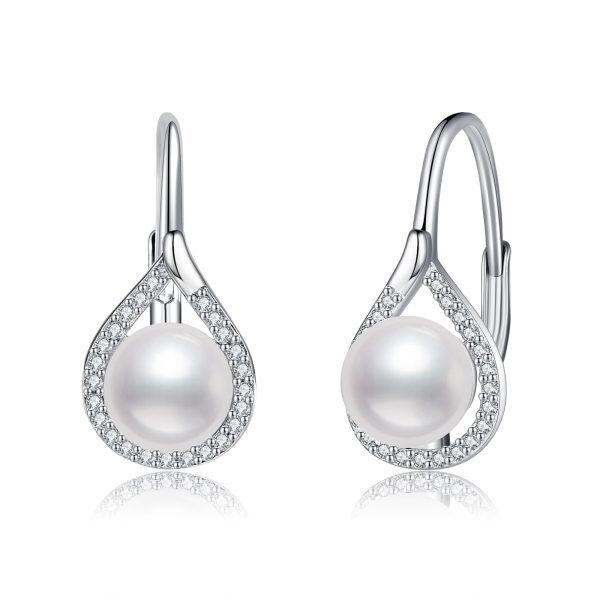 Sterling Silver Fresh Water Pearl Huggie Earrings-0