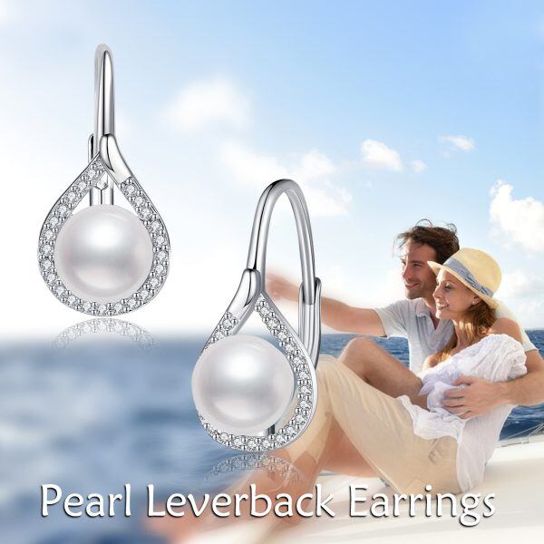 Sterling Silver Fresh Water Pearl Huggie Earrings-3