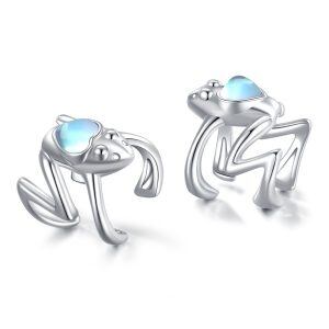 Sterling Silver Frog Moonstone Ear Cuff Earrings-0