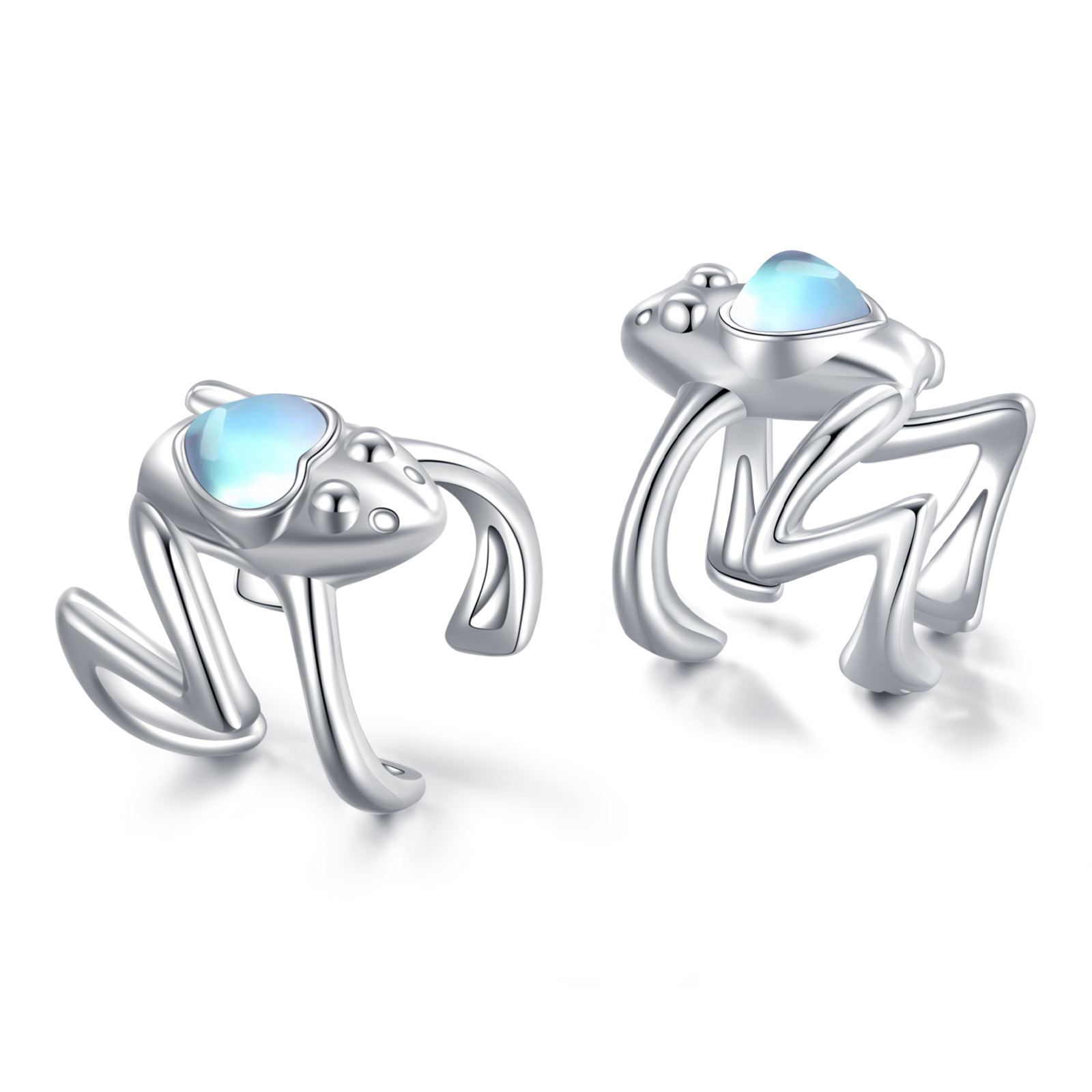 Sterling Silver Stone Clip On Cartilage Ear Cuff Earrings for Men Women - Rhodium Plated- Rhodium Plated