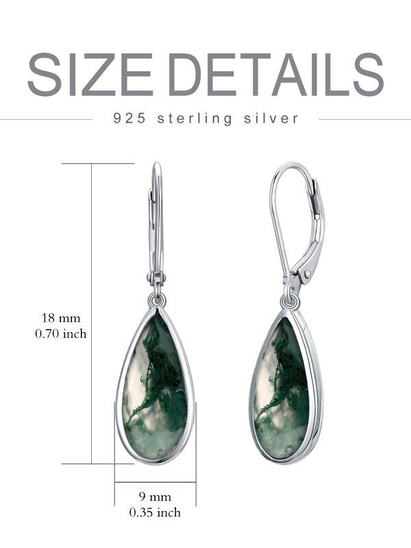 Sterling Silver Moss Agate Drop Earrings-1