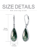 wholesale Sterling Silver Teardrop Turquoise Moonstone Moss Agate Leverback Dangle Earrings - Rhodium Plated-0-1
