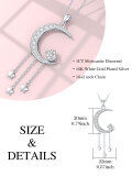 wholesale 925 Sterling Silver Moissanite Crescent & Stars Pendant Necklace for Women - 36 Chain Length-0-1