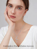 wholesale 925 Sterling Silver Moissanite Crescent & Stars Pendant Necklace for Women - 36 Chain Length-0-2