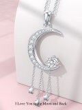 wholesale 925 Sterling Silver Moissanite Crescent & Stars Pendant Necklace for Women - 36 Chain Length-0-4