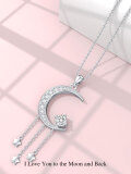 wholesale 925 Sterling Silver Moissanite Crescent & Stars Pendant Necklace for Women - 36 Chain Length-0-5