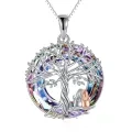 wholesale 925 Sterling Silver Tree of Life Pendant with Rainbow Crystals and Mushrooms - Mother's Day s for Women-0-0