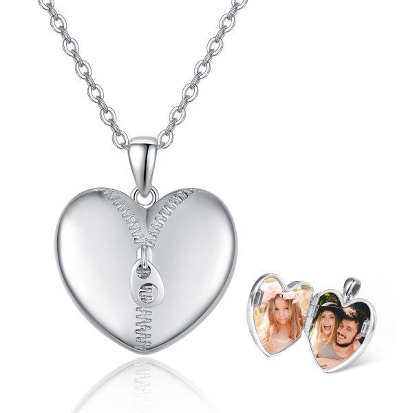 Sterling Silver Heart Shaped Locket Necklace-0