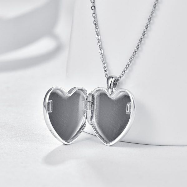 Sterling Silver Heart Shaped Locket Necklace-4