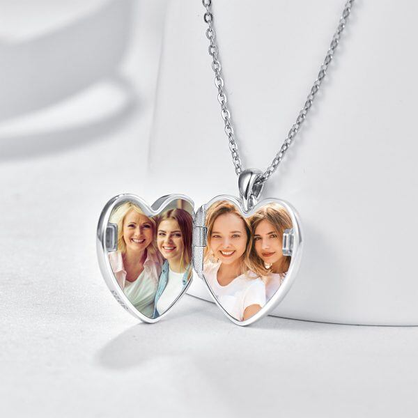 Sterling Silver Heart Shaped Locket Necklace-5