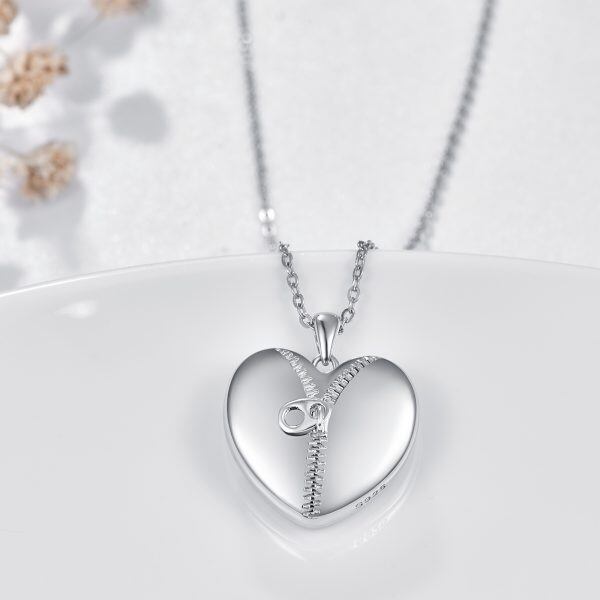 Sterling Silver Heart Shaped Locket Necklace-6