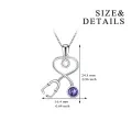 wholesale Sterling Silver Austria Crystals Stethoscope Necklace Medical Jewelry for Doctor Nurse Student - Rhodium Plated-0-4