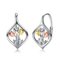 wholesale 925 Sterling Silver Leverback Flower Studs with Rose Gold and Yellow Gold Plating - Elegant s for Her-0-0