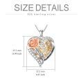 wholesale Sterling Silver Crystal Rose Flower Birthstone Necklace I Love You Pendant Gift for Her - Two Tone-0-7