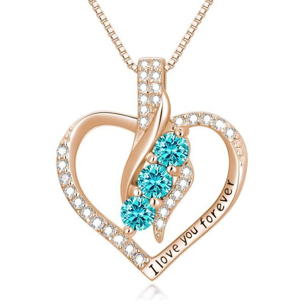 Sterling Silver December Birthstone Heart Pendant Necklace-0