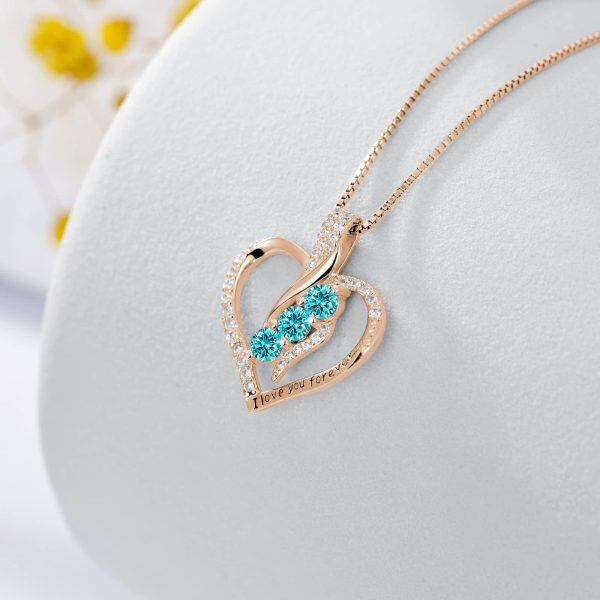 Sterling Silver December Birthstone Heart Pendant Necklace-4