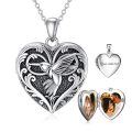 wholesale 925 Sterling Silver Heart Hummingbird Photo Locket Pendant with Chain and Gift Box - Personalized Engraving Available-0-0
