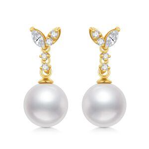 14K Gold Pearl Fishtail Drop Earrings-0