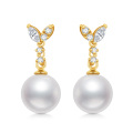 wholesale 14K Gold Diamond & Pearl Fish Tail Dangle Earrings for Women Luxury Fine Ideas-0-0