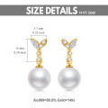 wholesale 14K Gold Diamond & Pearl Fish Tail Dangle Earrings for Women Luxury Fine Ideas-0-1