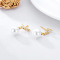 wholesale 14K Gold Diamond & Pearl Fish Tail Dangle Earrings for Women Luxury Fine Ideas-0-5