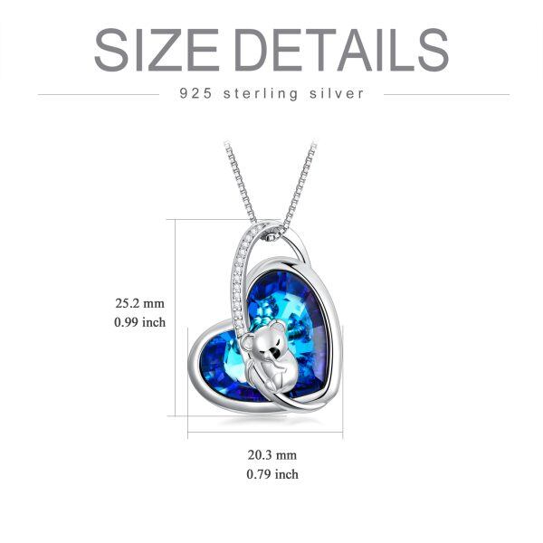 Sterling Silver Koala Moon Pendant Necklace With Crystal-1