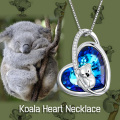 wholesale 925 Sterling Silver Blue Crystal Koala Heart Pendant Necklace Gift for Teenage Girls and Mothers-0-2