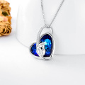 wholesale 925 Sterling Silver Blue Crystal Koala Heart Pendant Necklace Gift for Teenage Girls and Mothers-0-4