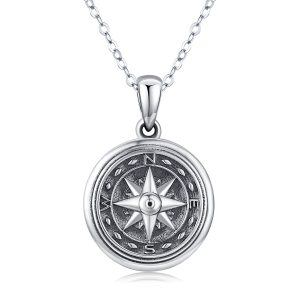 Sterling Silver Compass Locket Necklace-0