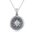 wholesale 925 Sterling Silver Compass Design Memorial Photo Lockets Necklaces for Women Mother's Day Gifts-0-0